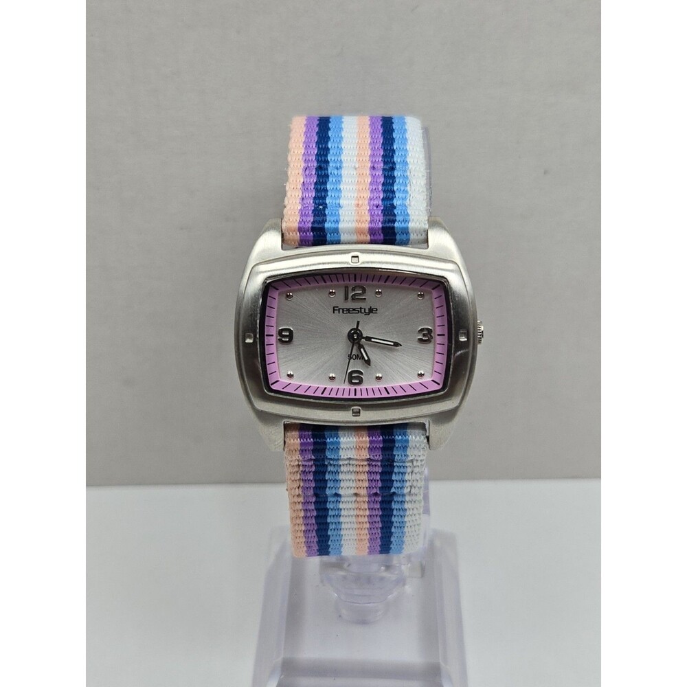 Freestyle School Shark Womens Surf Watch Blue Purple Stripe Nylon New Battery